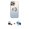 MARSİLYAN™- iPhone 14 Pro Max Kılıf Kutup Yansıma Özel Seri - Siyah 3D Antistatik Cam Ekran Koruyucu + Bilvis Titan Kamera Lens - SH