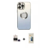 MARSİLYAN™- iPhone 14 Pro Max Kılıf Kutup Yansıma Özel Seri - Siyah 6D Mat Seramik Hayalet Nano Ekran Koruyucu + Siyah Bilvis Titan Kamera Lens