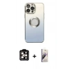 MARSİLYAN™- iPhone 14 Pro Max Kılıf Kutup Yansıma Özel Seri - Siyah Bilvis 3D Mat Cam Ekran Koruyucu + PVD Metal Kamera Lens - TU