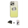 MARSİLYAN™- iPhone 14 Pro Max Kılıf Kutup Yansıma Özel Seri - Siyah Bilvis 3D Mat Cam Ekran Koruyucu + Raze Metal Kamera Lens - GD