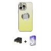 MARSİLYAN™- iPhone 14 Pro Max Kılıf Kutup Yansıma Özel Seri - Siyah Bilvis 5in1 3D Magic Cam Ekran Koruyucu + Gold Raze Metal Kamera Lens
