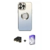 MARSİLYAN™- iPhone 14 Pro Max Kılıf Kutup Yansıma Özel Seri - Siyah Bilvis 5in1 3D Magic Cam Ekran Koruyucu + Gold Raze Metal Kamera Lens