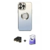 MARSİLYAN™- iPhone 14 Pro Max Kılıf Kutup Yansıma Özel Seri - Siyah Bilvis 5in1 5D Magic Hayalet Cam Ekran Koruyucu + Raze Metal Kamera Lens - GD