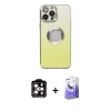MARSİLYAN™- iPhone 14 Pro Max Kılıf Kutup Yansıma Özel Seri - Siyah Bilvis 5in1 5D Magic Hayalet Cam Ekran Koruyucu + PVD Metal Kamera Lens - TU