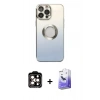 MARSİLYAN™- iPhone 14 Pro Max Kılıf Kutup Yansıma Özel Seri - Siyah Bilvis 5in1 5D Magic Hayalet Cam Ekran Koruyucu + PVD Metal Kamera Lens - TU