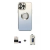 MARSİLYAN™- iPhone 14 Pro Max Kılıf Kutup Yansıma Özel Seri - Siyah Bilvis Hayalet Cam Ekran Koruyucu + Bilvis Titan Kamera Lens - SH