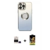 MARSİLYAN™- iPhone 14 Pro Max Kılıf Kutup Yansıma Özel Seri - Siyah Buffer Cam Ekran Koruyucu + Bilvis Titan Kamera Lens - DNMR