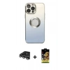 MARSİLYAN™- iPhone 14 Pro Max Kılıf Kutup Yansıma Özel Seri - Siyah Buffer Cam Ekran Koruyucu + Raze Metal Kamera Lens - GS