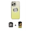 MARSİLYAN™- iPhone 14 Pro Max Kılıf Kutup Yansıma Özel Seri - Siyah Buffer Cam Ekran Koruyucu + PVD Metal Kamera Lens - TU