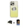 MARSİLYAN™- iPhone 14 Pro Max Kılıf Kutup Yansıma Özel Seri - Siyah Buffer Hayalet Cam Ekran Koruyucu + Gold Raze Metal Kamera Lens