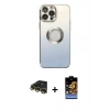 MARSİLYAN™- iPhone 14 Pro Max Kılıf Kutup Yansıma Özel Seri - Siyah Buffer Hayalet Cam Ekran Koruyucu + Gold Raze Metal Kamera Lens