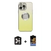 MARSİLYAN™- iPhone 14 Pro Max Kılıf Kutup Yansıma Özel Seri - Siyah Buffer Hayalet Cam Ekran Koruyucu + PVD Metal Kamera Lens - TU
