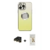 MARSİLYAN™- iPhone 14 Pro Max Kılıf Kutup Yansıma Özel Seri - Siyah Mat Seramik Nano Ekran Koruyucu + Gold Raze Metal Kamera Lens