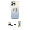 MARSİLYAN™- iPhone 14 Pro Max Kılıf Kutup Yansıma Özel Seri - Siyah Polymer Nano Ekran Koruyucu + Bilvis Titan Kamera Lens - GD