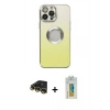 MARSİLYAN™- iPhone 14 Pro Max Kılıf Kutup Yansıma Özel Seri - Siyah Polymer Nano Ekran Koruyucu + Raze Metal Kamera Lens - GD