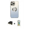 MARSİLYAN™- iPhone 14 Pro Max Kılıf Kutup Yansıma Özel Seri - Siyah Polymer Nano Ekran Koruyucu + Raze Metal Kamera Lens - GD
