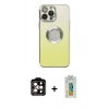 MARSİLYAN™- iPhone 14 Pro Max Kılıf Kutup Yansıma Özel Seri - Siyah Polymer Nano Ekran Koruyucu + PVD Metal Kamera Lens - TU