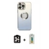 MARSİLYAN™- iPhone 14 Pro Max Kılıf Kutup Yansıma Özel Seri - Siyah Polymer Nano Ekran Koruyucu + PVD Metal Kamera Lens - TU