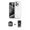 MARSİLYAN™- iPhone 14 Pro Max Kılıf Nova Asil Prime - Şeffaf 360 Full Body Arka Koruyucu + PVD Metal Kamera Lens - TU