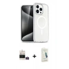 MARSİLYAN™- iPhone 14 Pro Max Kılıf Nova Asil Prime - Şeffaf Pasifik Cam Ekran Koruyucu + Bilvis Titan Kamera Lens - GD