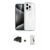 MARSİLYAN™- iPhone 14 Pro Max Kılıf Nova Asil Prime - Şeffaf Pasifik Cam Ekran Koruyucu + Gold Raze Metal Kamera Lens
