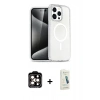 MARSİLYAN™- iPhone 14 Pro Max Kılıf Nova Asil Prime - Şeffaf Pasifik Cam Ekran Koruyucu + PVD Metal Kamera Lens - TU