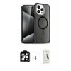 MARSİLYAN™- iPhone 14 Pro Max Kılıf Nova Asil Prime - Şeffaf Pasifik Cam Ekran Koruyucu + PVD Metal Kamera Lens - TU