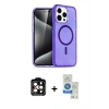 MARSİLYAN™- iPhone 14 Pro Max Kılıf Nova Asil Prime - Şeffaf Royal Nano Ekran Koruyucu + Turuncu PVD Metal Kamera Lens