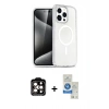 MARSİLYAN™- iPhone 14 Pro Max Kılıf Nova Asil Prime - Şeffaf Royal Nano Ekran Koruyucu + Turuncu PVD Metal Kamera Lens