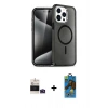 MARSİLYAN™- iPhone 14 Pro Max Kılıf Nova Asil Prime - Siyah 18D Cam Ekran Koruyucu + Bilvis Titan Kamera Lens - DNMR