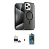 MARSİLYAN™- iPhone 14 Pro Max Kılıf Nova Asil Prime - Siyah 18D Cam Ekran Koruyucu + Bilvis Titan Kamera Lens - GD