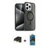 MARSİLYAN™- iPhone 14 Pro Max Kılıf Nova Asil Prime - Siyah 18D Cam Ekran Koruyucu + Raze Metal Kamera Lens - GD