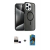 MARSİLYAN™- iPhone 14 Pro Max Kılıf Nova Asil Prime - Siyah 18D Cam Ekran Koruyucu + Siyah Bilvis Titan Kamera Lens