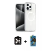 MARSİLYAN™- iPhone 14 Pro Max Kılıf Nova Asil Prime - Siyah 18D Cam Ekran Koruyucu + PVD Metal Kamera Lens - TU