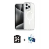MARSİLYAN™- iPhone 14 Pro Max Kılıf Nova Asil Prime - Siyah 3D Antistatik Cam Ekran Koruyucu + PVD Metal Kamera Lens - TU
