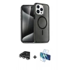 MARSİLYAN™- iPhone 14 Pro Max Kılıf Nova Asil Prime - Siyah 3D Antistatik Cam Ekran Koruyucu + Raze Metal Kamera Lens - GS