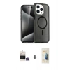 MARSİLYAN™- iPhone 14 Pro Max Kılıf Nova Asil Prime - Siyah 6D Mat Seramik Hayalet Nano Ekran Koruyucu + Bilvis Titan Kamera Lens - GS