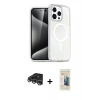 MARSİLYAN™- iPhone 14 Pro Max Kılıf Nova Asil Prime - Siyah 6D Mat Seramik Hayalet Nano Ekran Koruyucu + Gümüş Raze Metal Kamera Lens