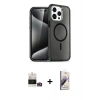 MARSİLYAN™- iPhone 14 Pro Max Kılıf Nova Asil Prime - Siyah Bilvis 3D Mat Cam Ekran Koruyucu + Bilvis Titan Kamera Lens - GD