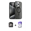 MARSİLYAN™- iPhone 14 Pro Max Kılıf Nova Asil Prime - Siyah Bilvis 5in1 3D Magic Cam Ekran Koruyucu + PVD Metal Kamera Lens - TU
