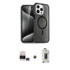 MARSİLYAN™- iPhone 14 Pro Max Kılıf Nova Asil Prime - Siyah Bilvis Hayalet Cam Ekran Koruyucu + Gümüş Bilvis Titan Kamera Lens