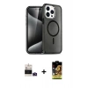 MARSİLYAN™- iPhone 14 Pro Max Kılıf Nova Asil Prime - Siyah Buffer Cam Ekran Koruyucu + Bilvis Titan Kamera Lens - DNMR