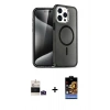 MARSİLYAN™- iPhone 14 Pro Max Kılıf Nova Asil Prime - Siyah Buffer Hayalet Cam Ekran Koruyucu + Bilvis Titan Kamera Lens - DNMR