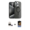 MARSİLYAN™- iPhone 14 Pro Max Kılıf Nova Asil Prime - Siyah Buffer Hayalet Cam Ekran Koruyucu + Bilvis Titan Kamera Lens - GD