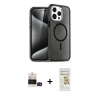MARSİLYAN™- iPhone 14 Pro Max Kılıf Nova Asil Prime - Siyah Mat Seramik Nano Ekran Koruyucu + Bilvis Titan Kamera Lens - SH