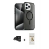 MARSİLYAN™- iPhone 14 Pro Max Kılıf Nova Asil Prime - Siyah Mat Seramik Nano Ekran Koruyucu + Gümüş Raze Metal Kamera Lens