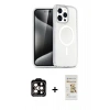 MARSİLYAN™- iPhone 14 Pro Max Kılıf Nova Asil Prime - Siyah Mat Seramik Nano Ekran Koruyucu + Turuncu PVD Metal Kamera Lens