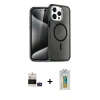 MARSİLYAN™- iPhone 14 Pro Max Kılıf Nova Asil Prime - Siyah Polymer Nano Ekran Koruyucu + Derin Mor Bilvis Titan Kamera Lens