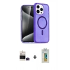 MARSİLYAN™- iPhone 14 Pro Max Kılıf Nova Asil Prime - Siyah Polymer Nano Ekran Koruyucu + Derin Mor Bilvis Titan Kamera Lens