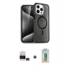 MARSİLYAN™- iPhone 14 Pro Max Kılıf Nova Asil Prime - Siyah Polymer Nano Ekran Koruyucu + Bilvis Titan Kamera Lens - GS